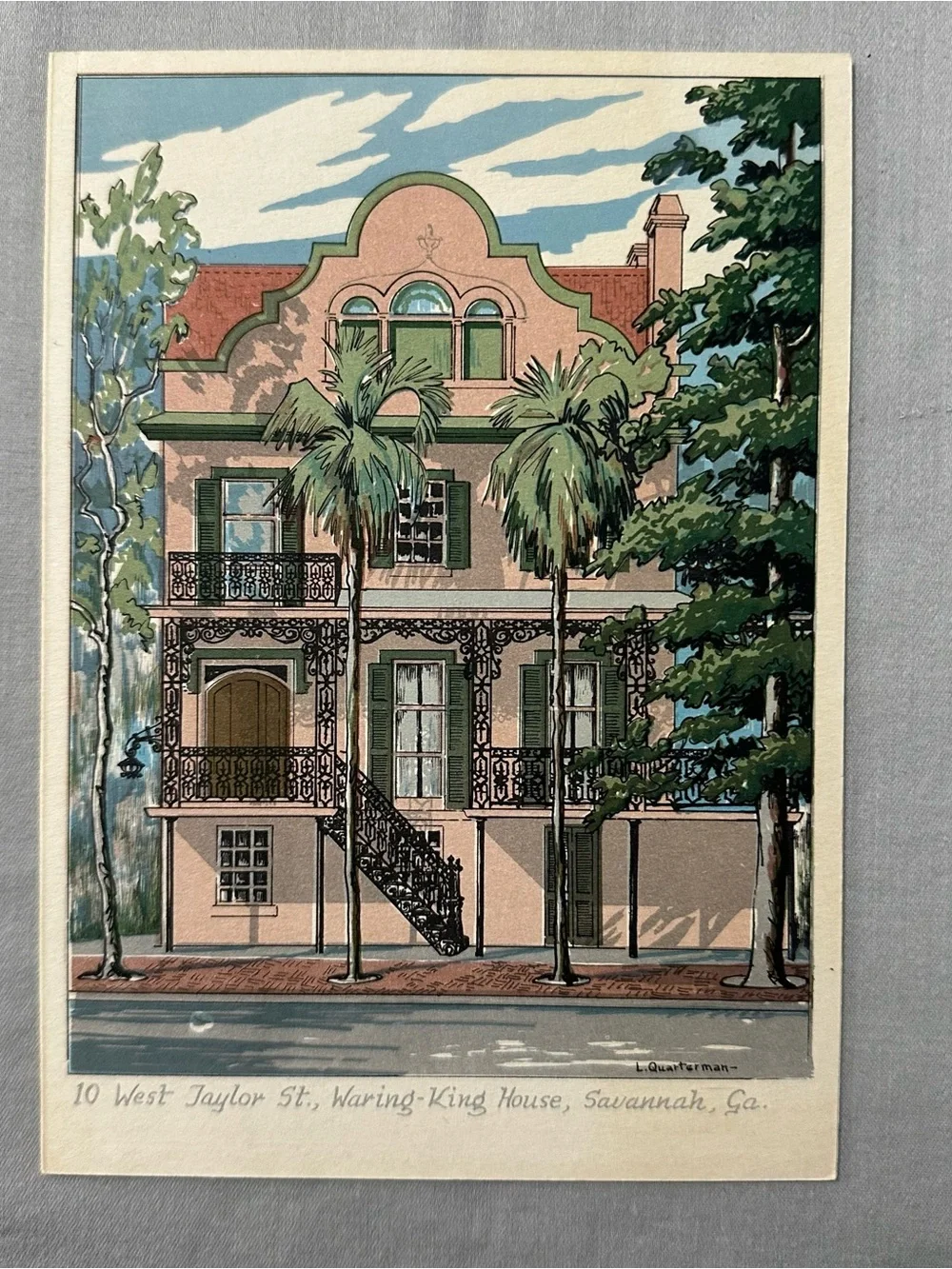 VTG L. Quarterman Savannah Georgia Note Cards Lot of 3 Stationery Historic Art